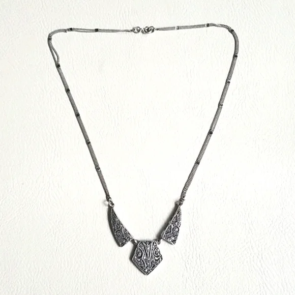 Vintage Art Deco 1920s Marcasite Sterling Silver Pendant Necklace - Picture 9 of 16